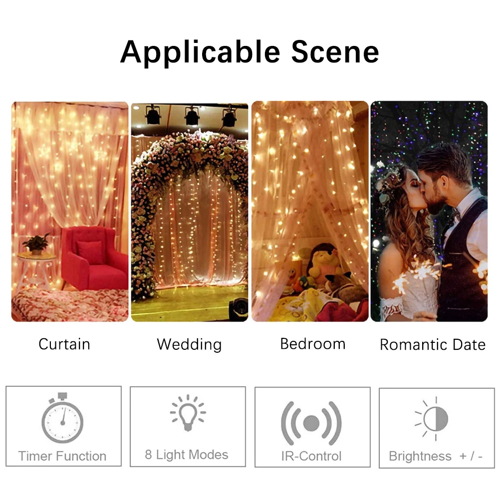 3M USB RGB Garland Curtain Festoon LED Lights Fairy Light Ramadan Christmas Tree Decoration 2023 Bedroom Room Decor Aesthetic