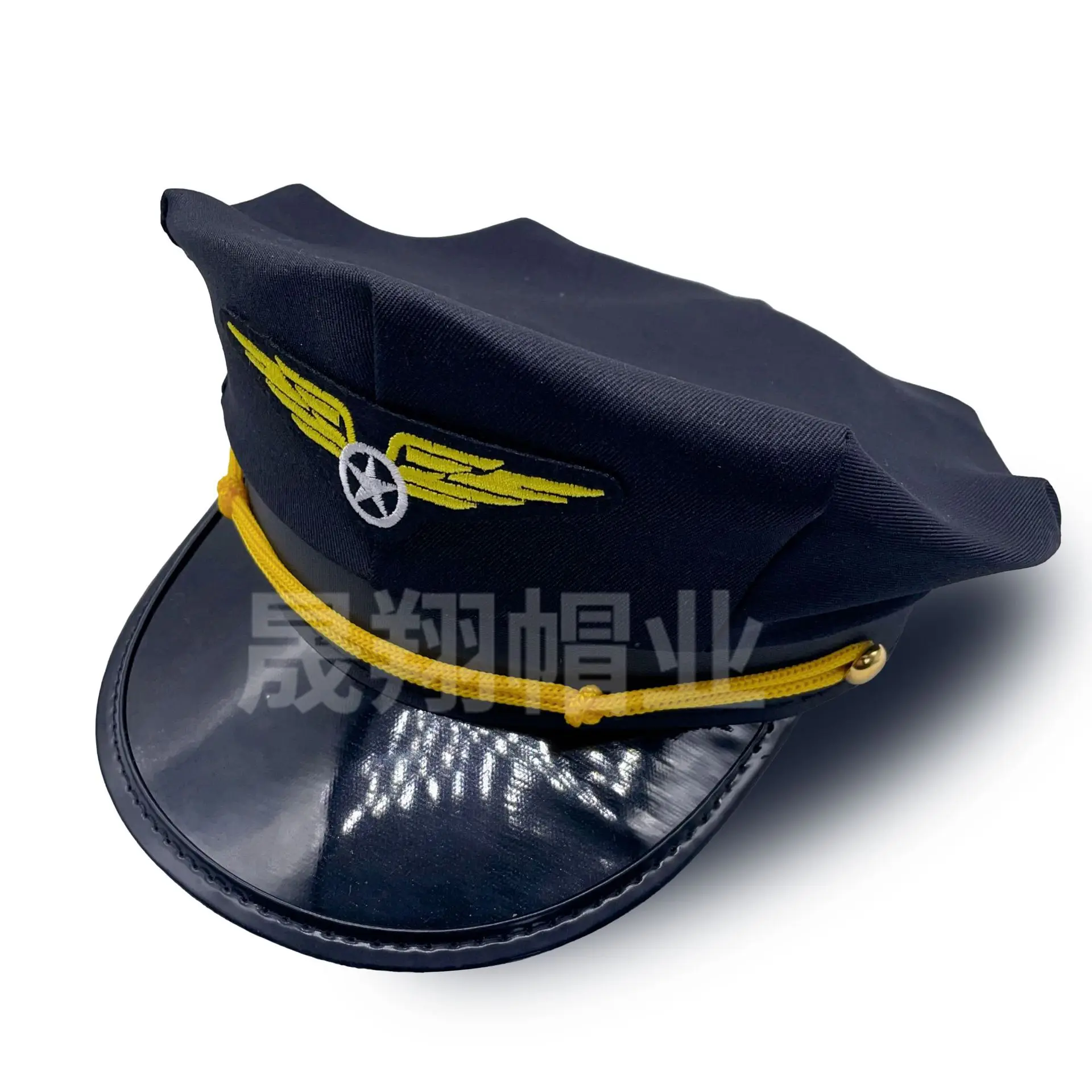 

Military Hat Army Peaked Pilot Octagonal hat Sun Protection Role-playing Flight Attendant Hat Badge Set 8M175