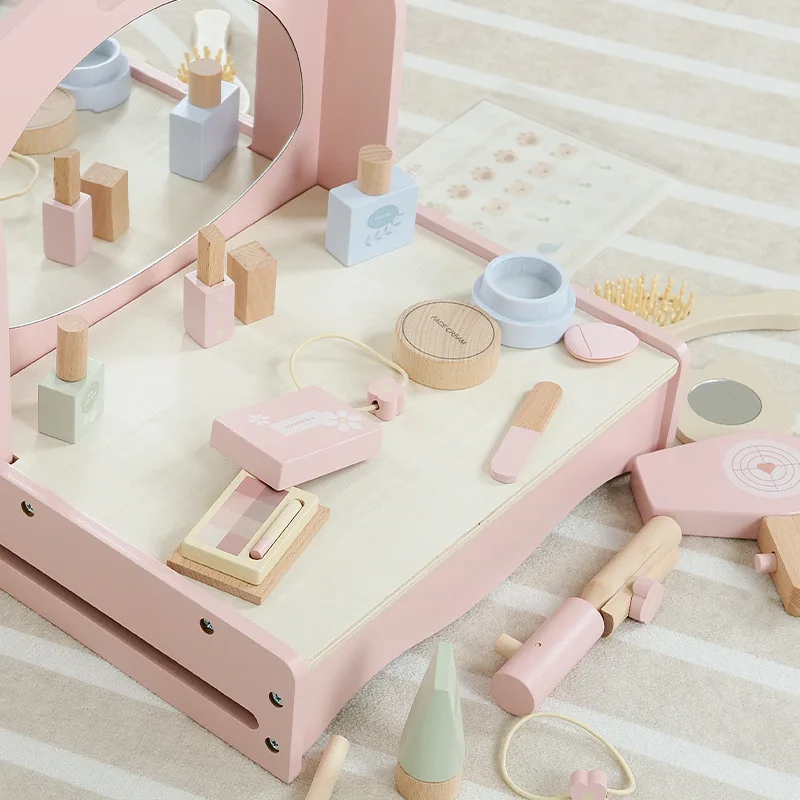 Kinderen Speelgoed Houten Dressoir Pretend Play Meisjes Make Up Mooie Make-Up Set Simulatie Houten Speelgoed Voor Meisjes Dressing Cosmetische