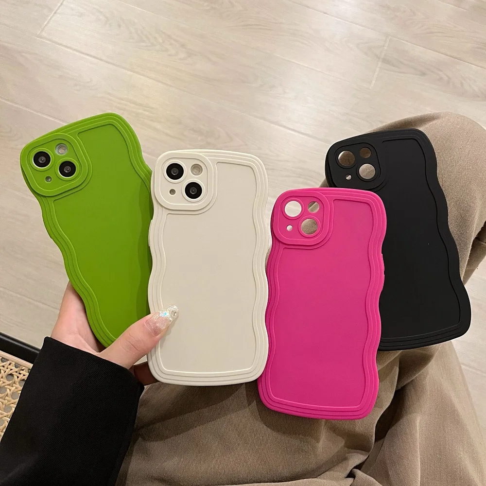 

Cute Candy Curly Wavy Phone Case For iPhone 14 13 12 11 Pro Max XS X XR 7 8 Plus SE 2022 Soft Silicone Bumper Protective Cover