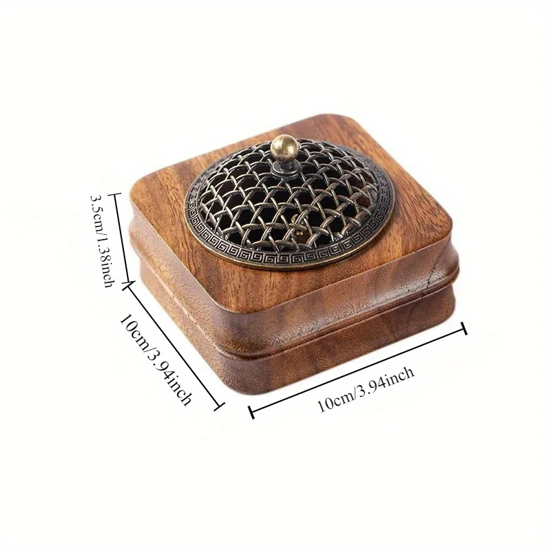 1pc Walnut Zen Tea Ceremony Incense Stove Household Decoration Chinese Indoor Agarwood Fragrance Perfume Hollowed Out with Cover