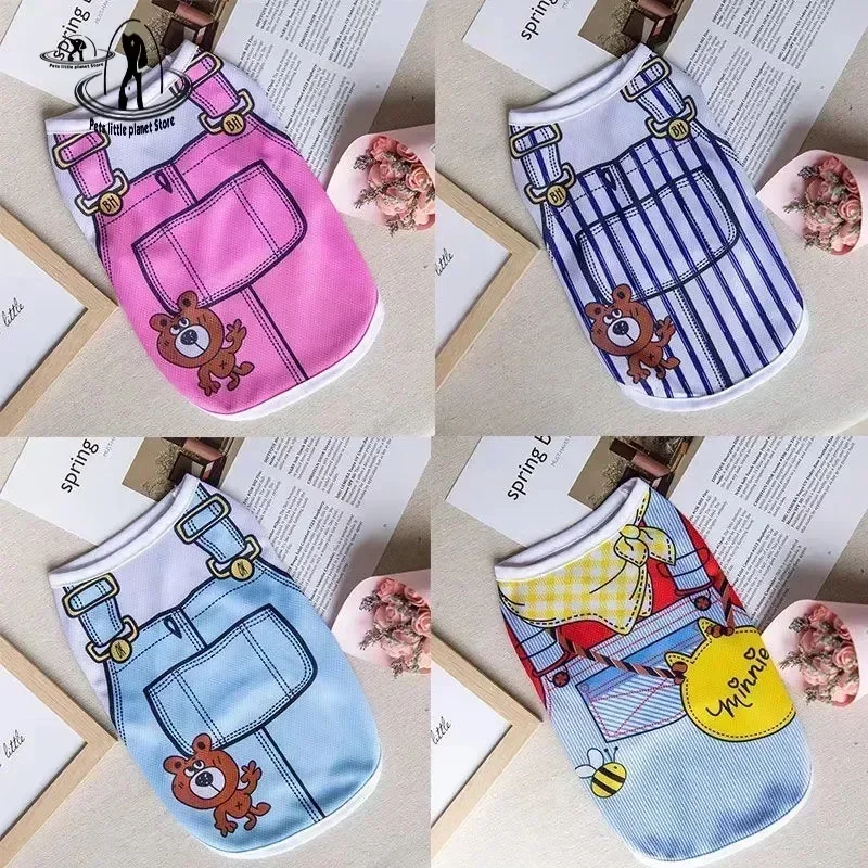 Cartoon Puppy Dog Vest Shirt Summer Pet Clothes for Small Dogs Chihuahua Yorkshire Maltese Shirts Dogs Pets Clothing Cat Outfit