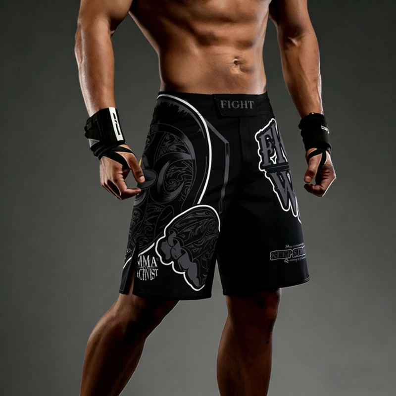 Men's MMA BJJ No Gi Shorts Brazilian Jiu-Jitsu Shorts Durable Scratch Proof Martial Arts Fight Grappling Shorts for MMA Boxing