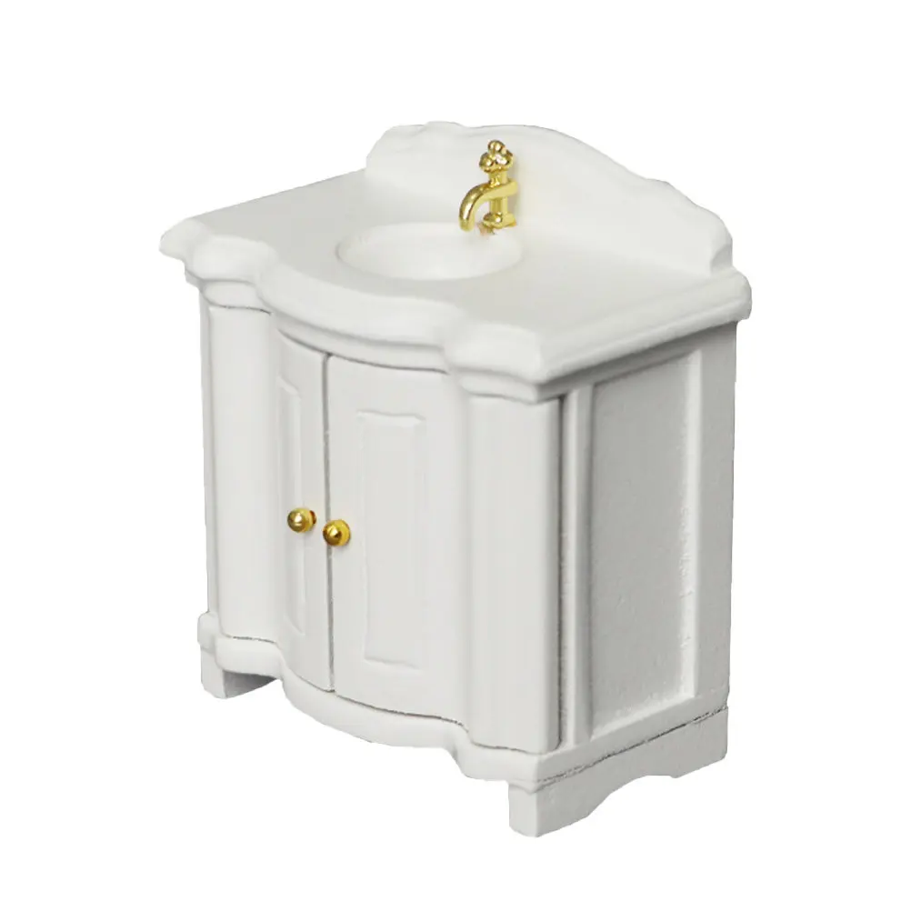 

1:12 Scale Miniature Bathroom Furniture Set Wash Basin Sink Cabinet for Dollhouse Decoration Fine Craftsmanship Realistic Detail