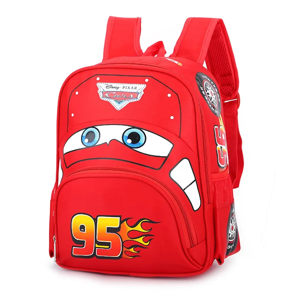 Disney Cars Lightning Mcquee Schoolbag Pixar Cute Cartoon Car Children\'S Nylon Waterproof Three-Dimensional Schoolbag Mommy Bag