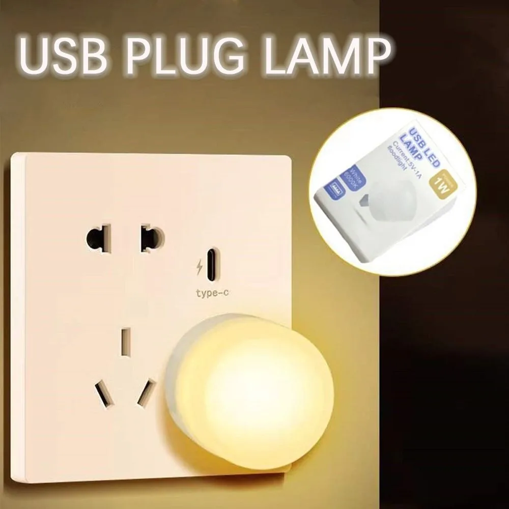 New USB Night Lamp Super Bright LED Eye Protection Plug Lamp Square Reading Light Mobile Power Charging LED Light Home