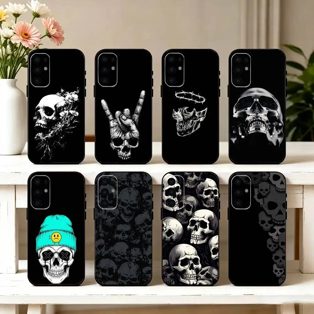 W-Wild Cool Skull Phone Case For Samsung S25,S24,S21,S22,S23,S30,Ultra,S20,Plus,Fe,Lite,Note,10,Black Cover