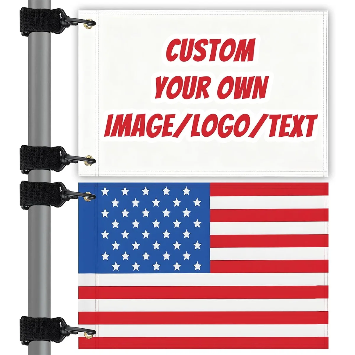 Custom Golf Cart Flags 2 Pack Personalized Double Sided Golf Flags with Logo Name Design Outdoor Accessories
