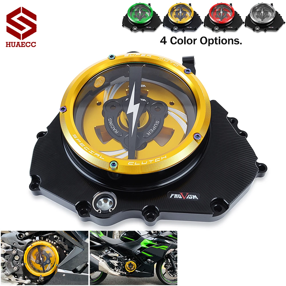 CNC Racing Clear Clutch Cover & Spring Retainer R for Kawasaki Ninja 500 Ninja500 2024 2025 2026
