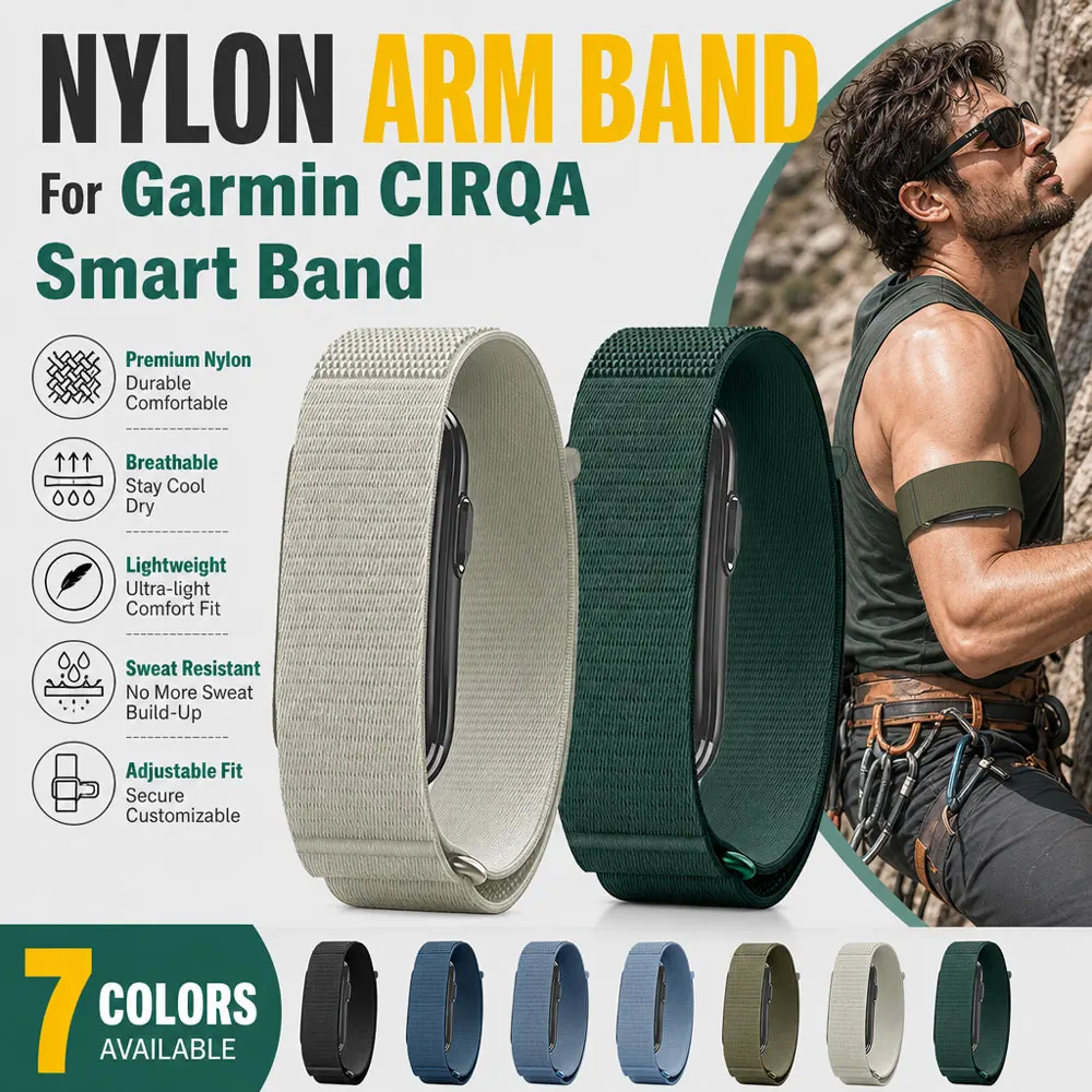 Nylon Bicep Strap for Garmin CIRQA Smart Band Fitness Tracker  Band Replacement Armband for Garmin CIRQA Accessory Wear All Day