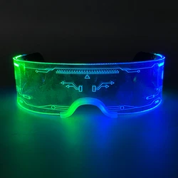 New Acrylic Luminous Glowing Cyberpunk Glasses LED Light Up Halloween Party Glasses Bar Club Props Neon Glasses Supplies