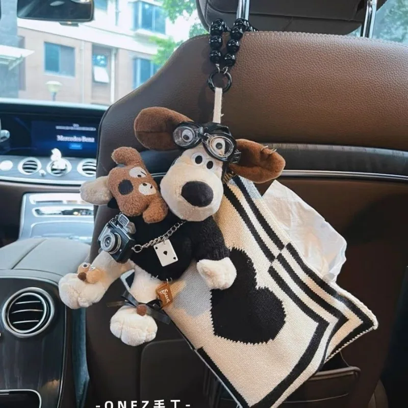 Hanging Car Seat Tissue Bag with Strap Multi-functional Tissue Box Cute Puppy Decoration Doll Pendant Accesorios