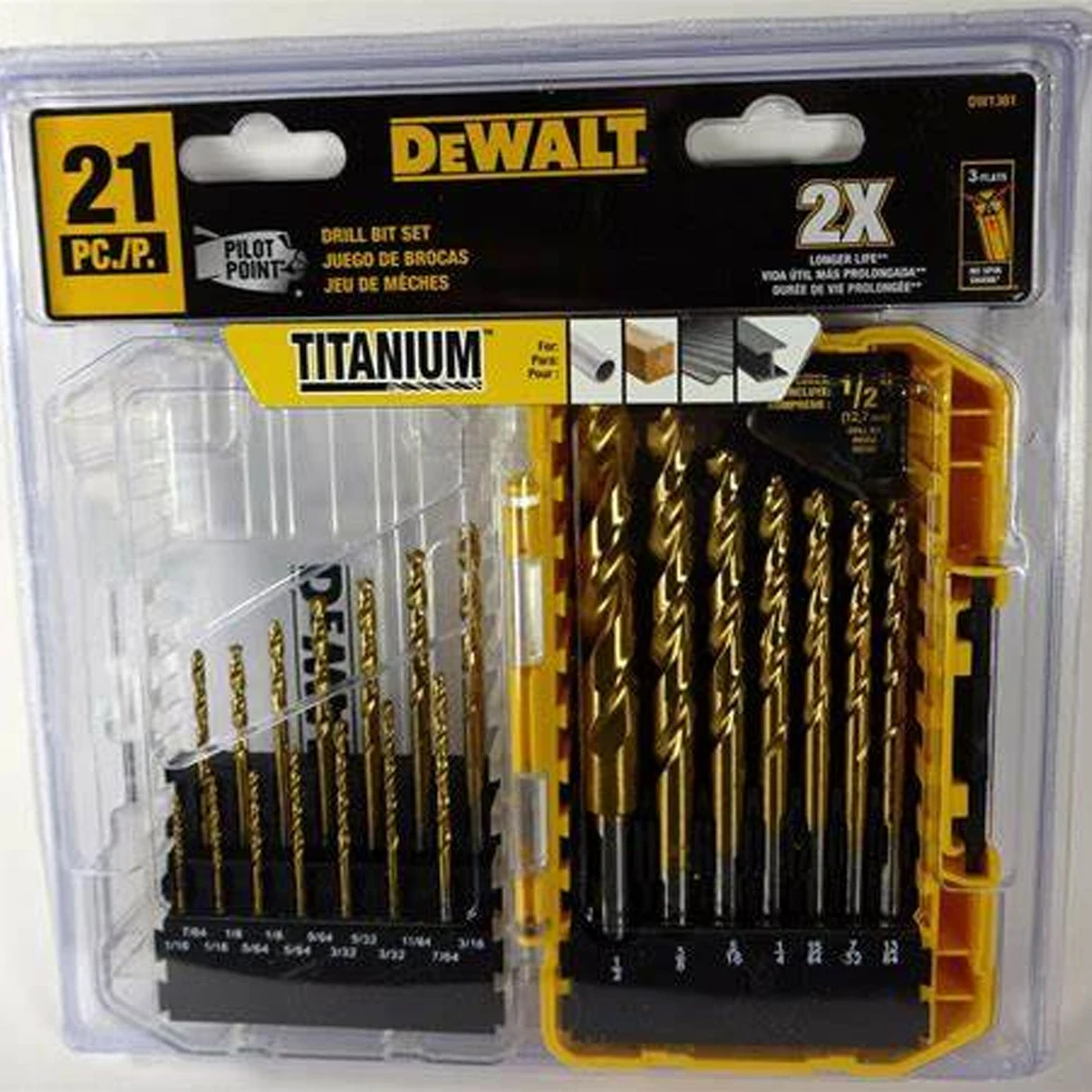 Imagem -05 - Dewalt-torção Brocas Conjuntos Titânio Nitreto Revestimento Acessórios da Ferramenta Elétrica Dw1361 21 Pcs