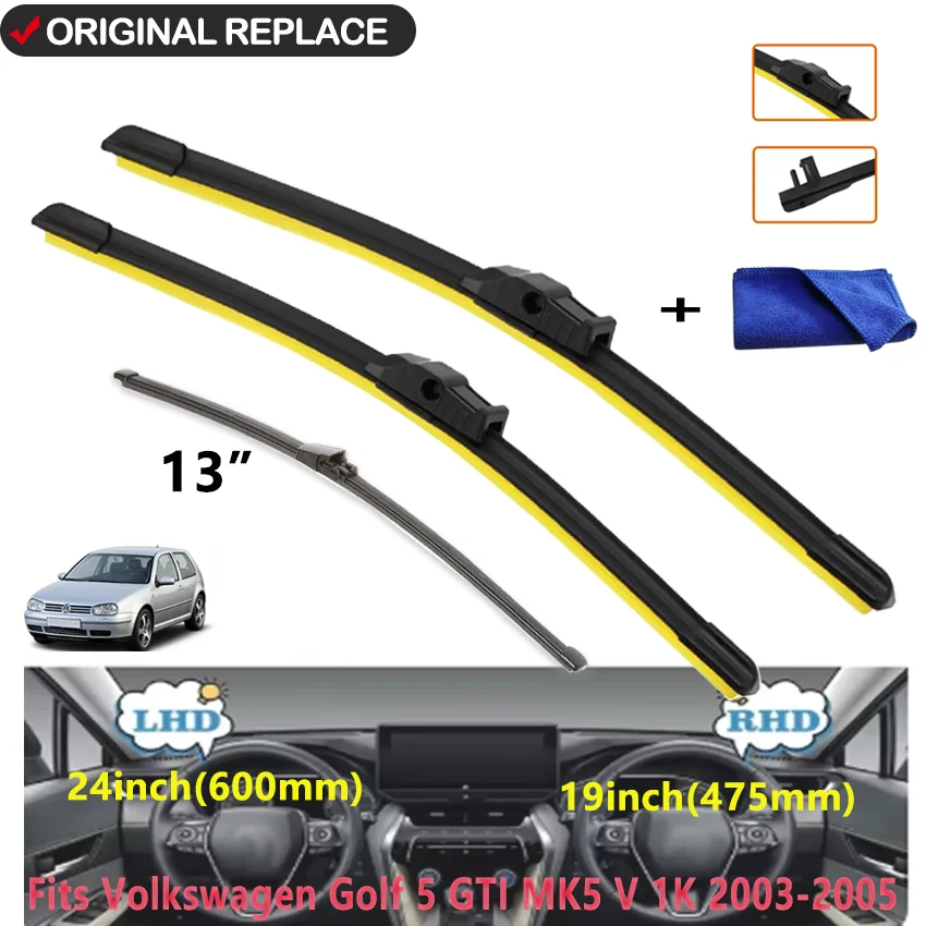 Car Front Rear Wiper Blades For VW Volkswagen Golf 5 V MK5 2006-2009 Windshield Windscreen Window Wash 24