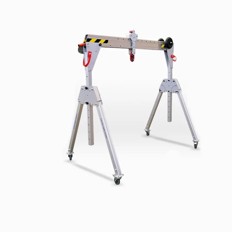 Portable Aluminum Alloy Folding Gantry Crane With 360 Degree Swivel Casters For Workshop Garage Light Duty Lifting Equipment