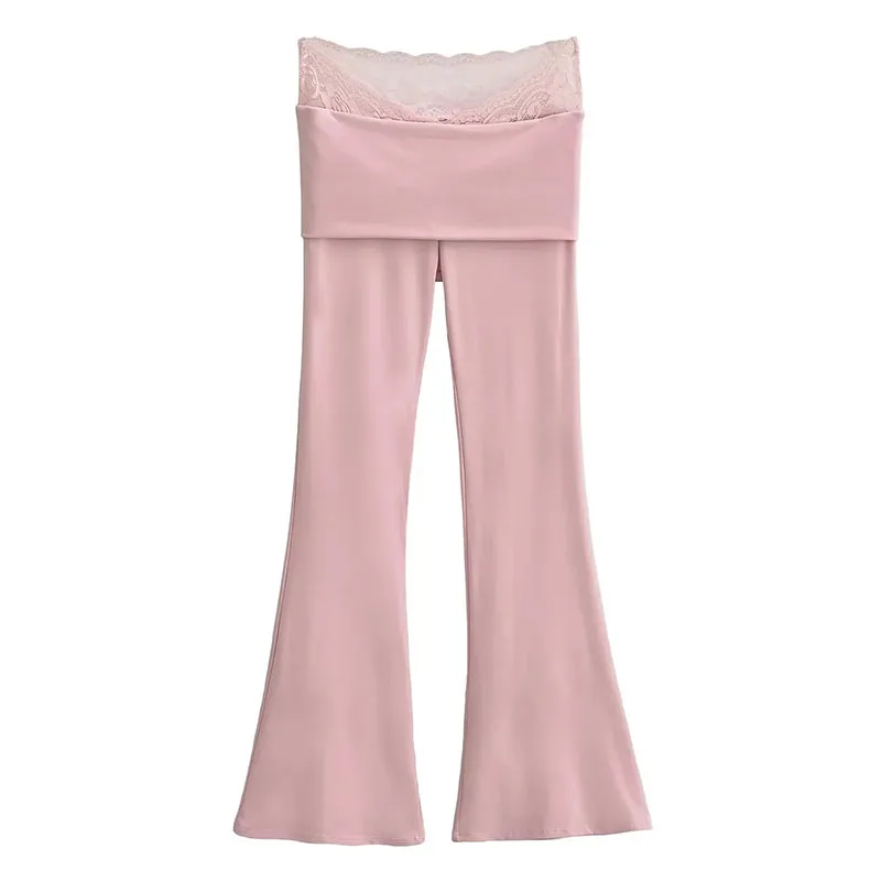 

Lace V-Shaped Waist Slim Figure Elastic Comfortable Yoga Micro-Flared Pants Women's Drape Casual Pants And Elegant Ballet Pants
