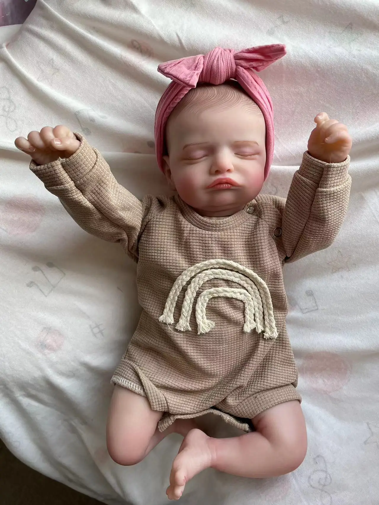 

17inch Finished Doll Reborn Rosalie Newborn Baby Size Real Looking Baby Dolls Polular Hand-Drawing Hair 3D Skin Tone