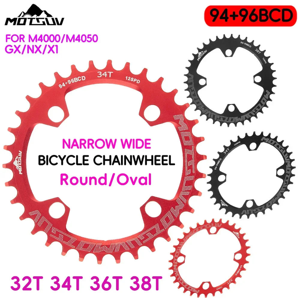 MOTSUV 94+96 BCD Bicycle Chainwheel Round/Oval 32T 34T 36T 38T MTB Bike Chainring Mountain Crown for M4000 M4050 GX NX X1 Crank