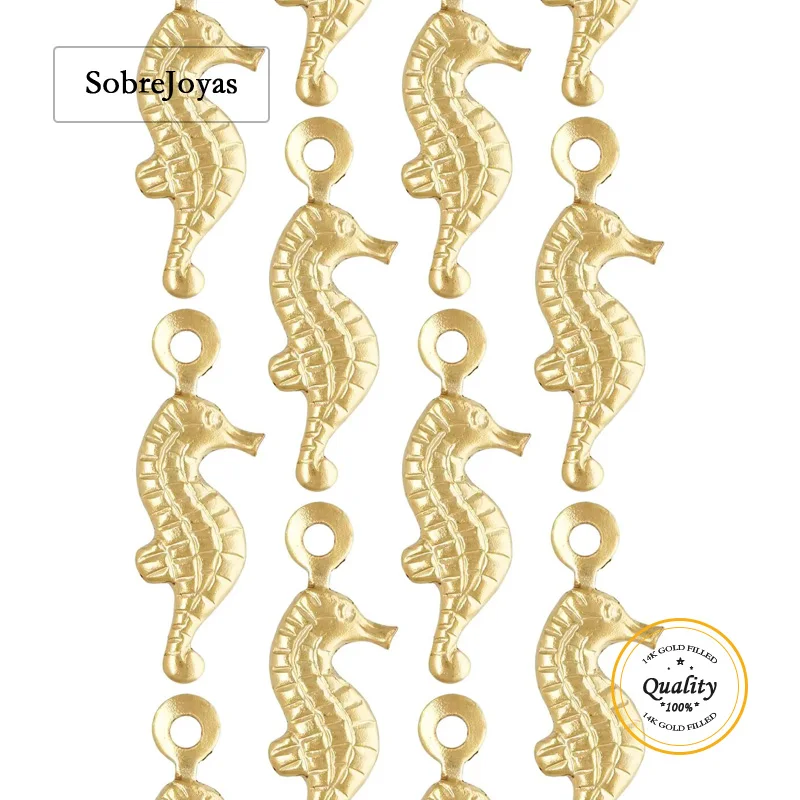 

14-каратное золото, небольшой подвесной кулон в виде морского конька, пляжная тематическая ювелирная фурнитура для подвески