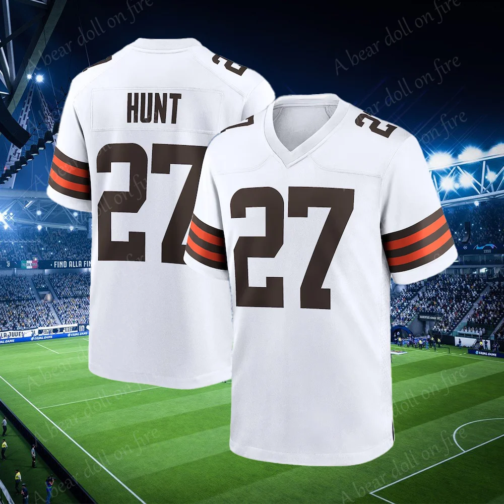 White Jersey No. 2/27/73 Classic Short-Sleeved Outdoorray Amari Cooper Kareem Hunt Joe Thomas Cleveland Browns Clothing Top