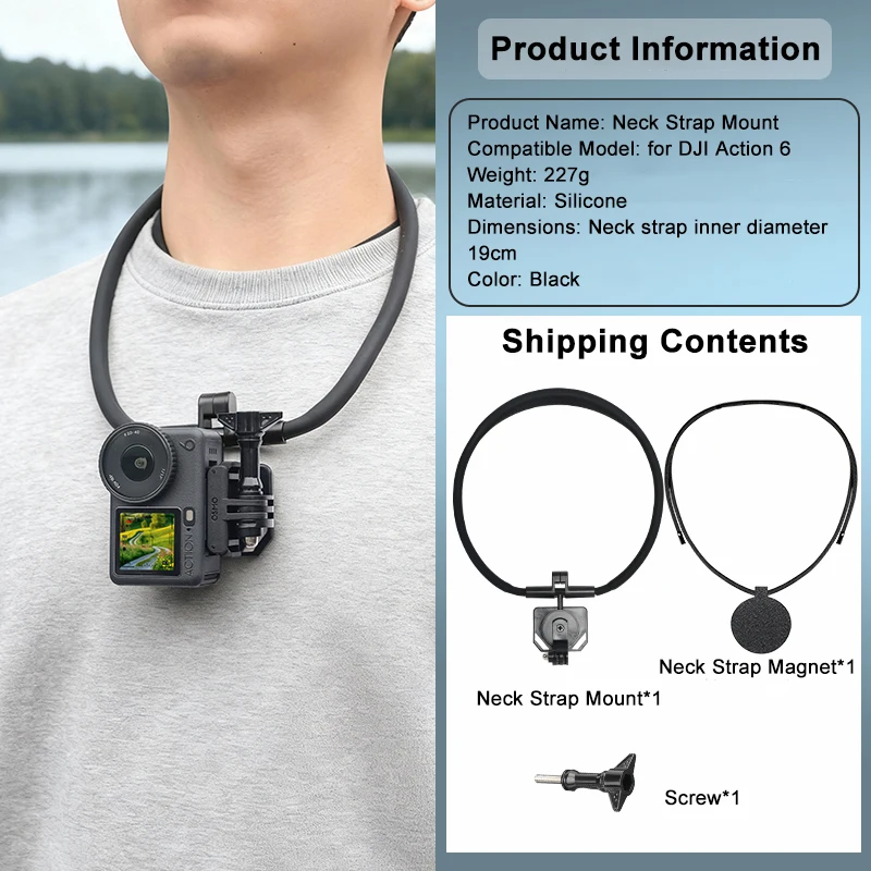 

Compatible with for DJI OSMO ACTION 6 Sports Camera First-Person Chest-Mounted Quick-Release Magnetic Neck Strap Mount
