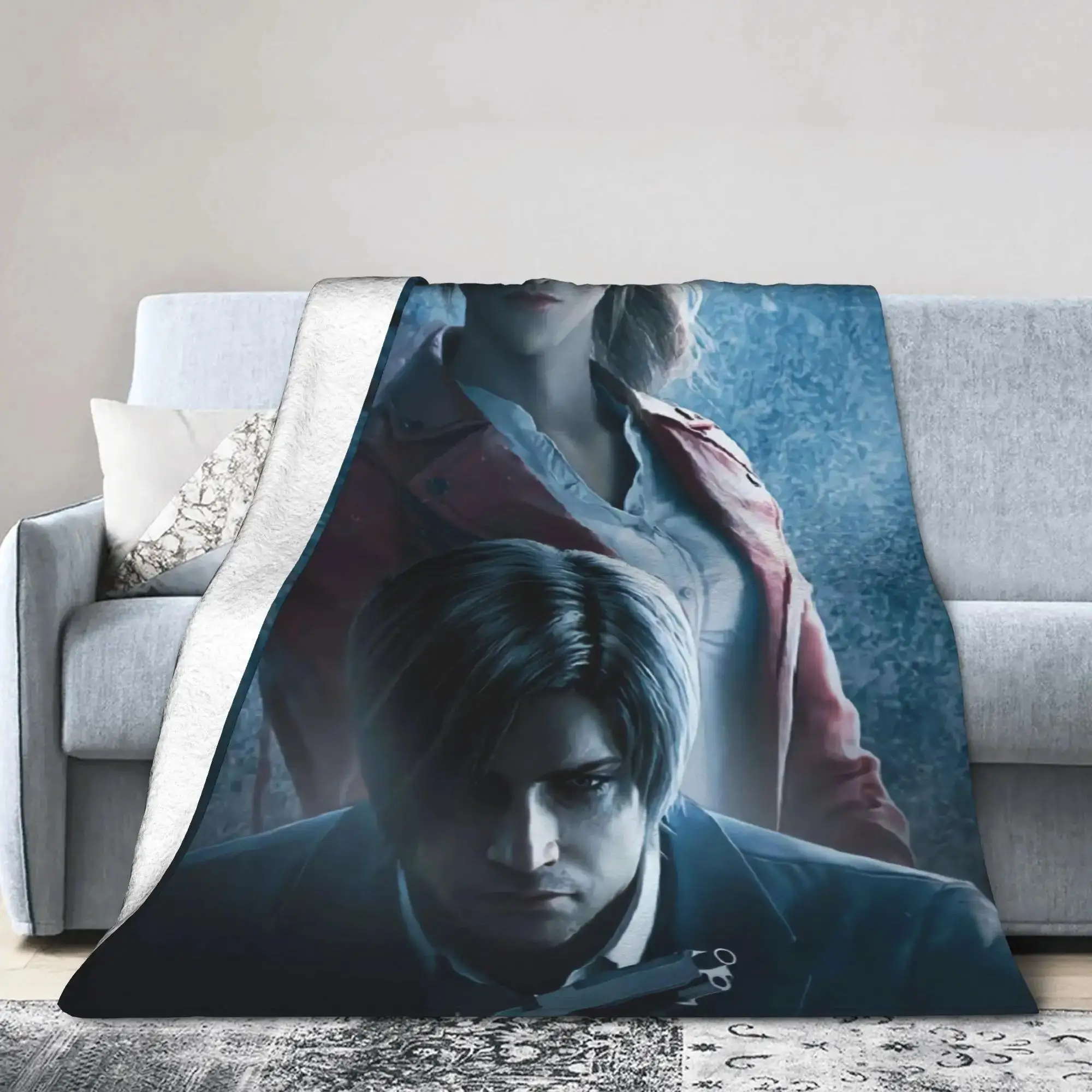 Leon S Kennedy Resident Evil Soft Warm Throw Blanket Quality Fabric for Couch Chair Sofa Bed Aesthetic Autumn Winter Gift for Gi