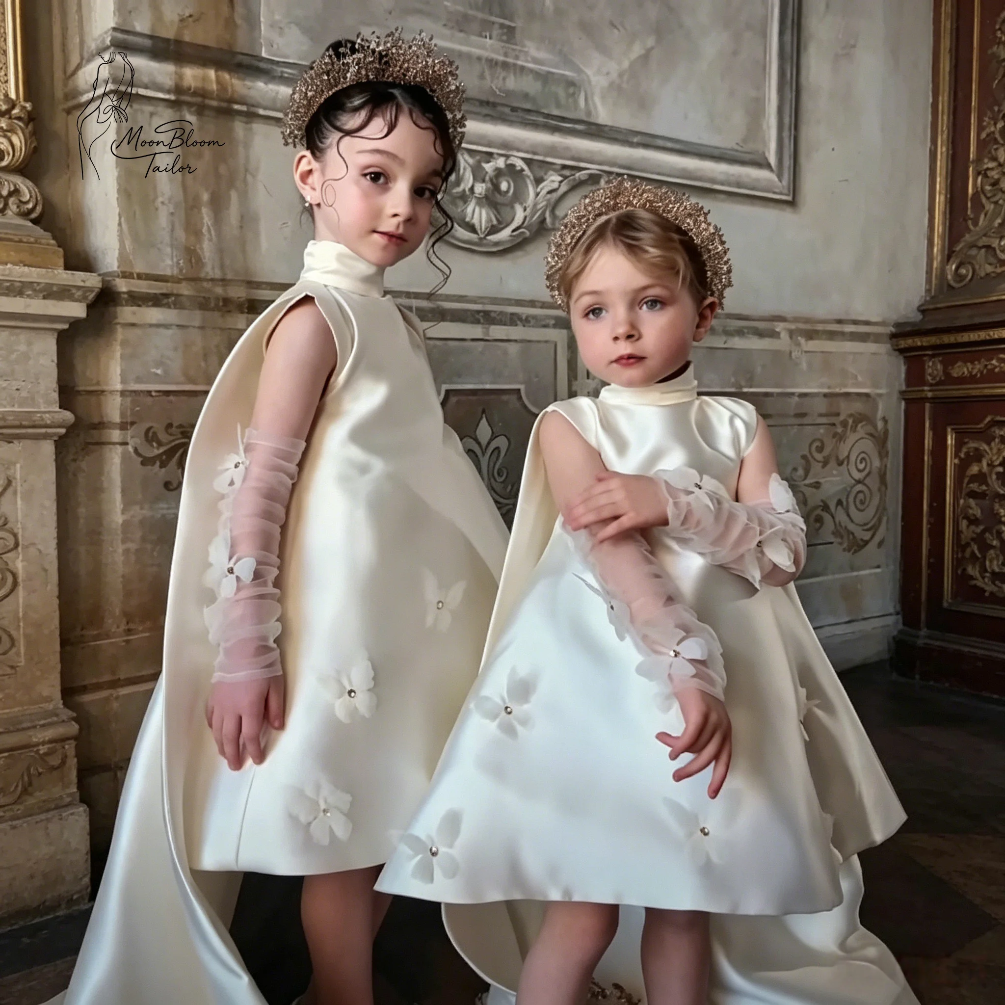 Girls' Formal Dress: Featuring an embroidered tulle princess style white tutu skirt This formal children's gown is the perfect c