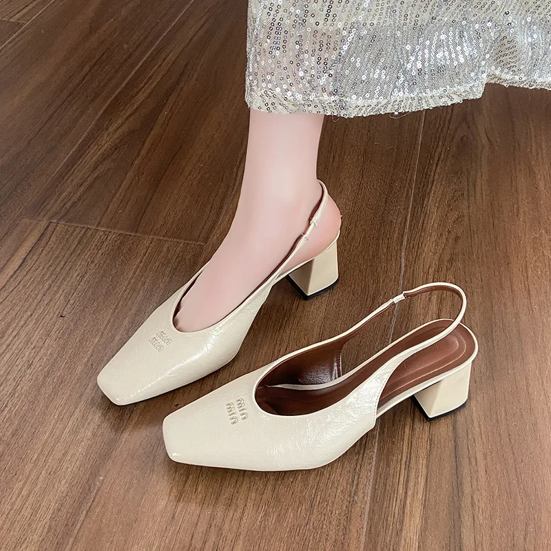 

Summer New Large Baotou Women's High Heels Single Shoes Fashion Style Lacquer Leather Mary Jane Women's Shoes