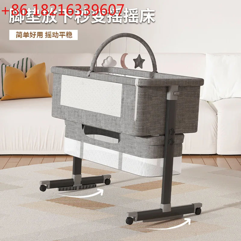 Verplaatsbare opvouwbare splitsing groot bed verstelbare baby shaker bb bed luiertafel