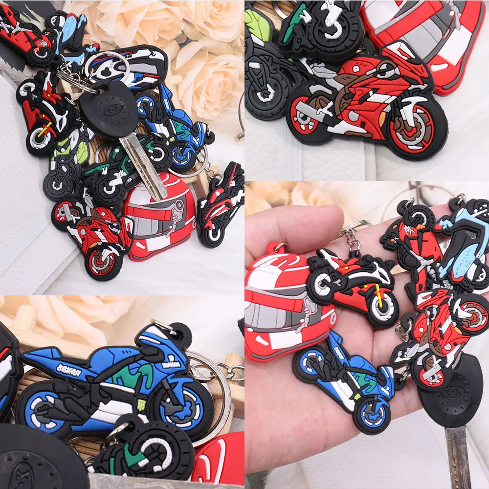 1PCS Key Holder Kawaii Colorful Motorcycle Soft Keychain Ornament Keyrings Organizer Dust Cover Handbag Accessories Kid Gift