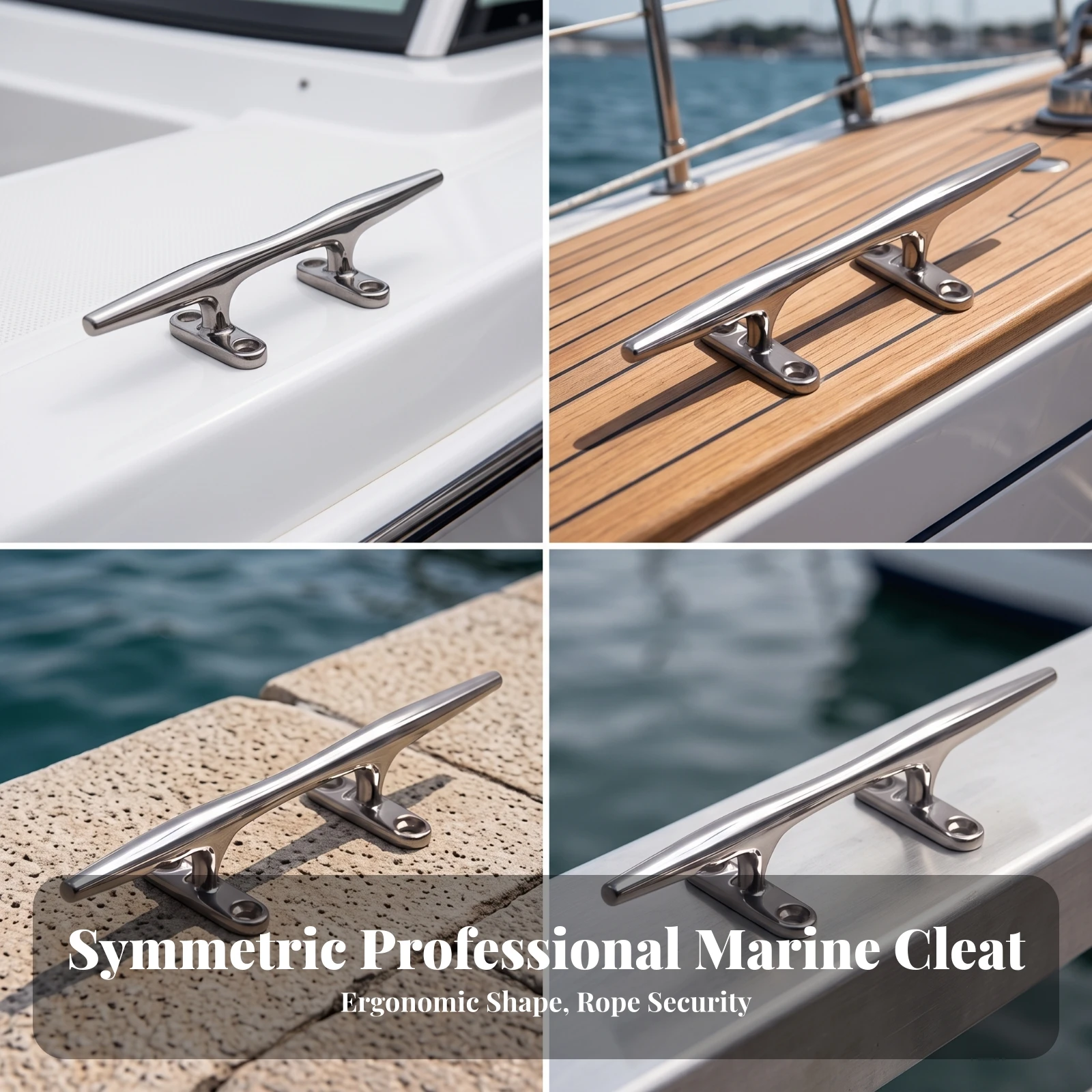 Horn Cleat Stainless Steel Mooring Cleat Hardware Slim Rustrust-Proof for Boaters, Boats, Docks