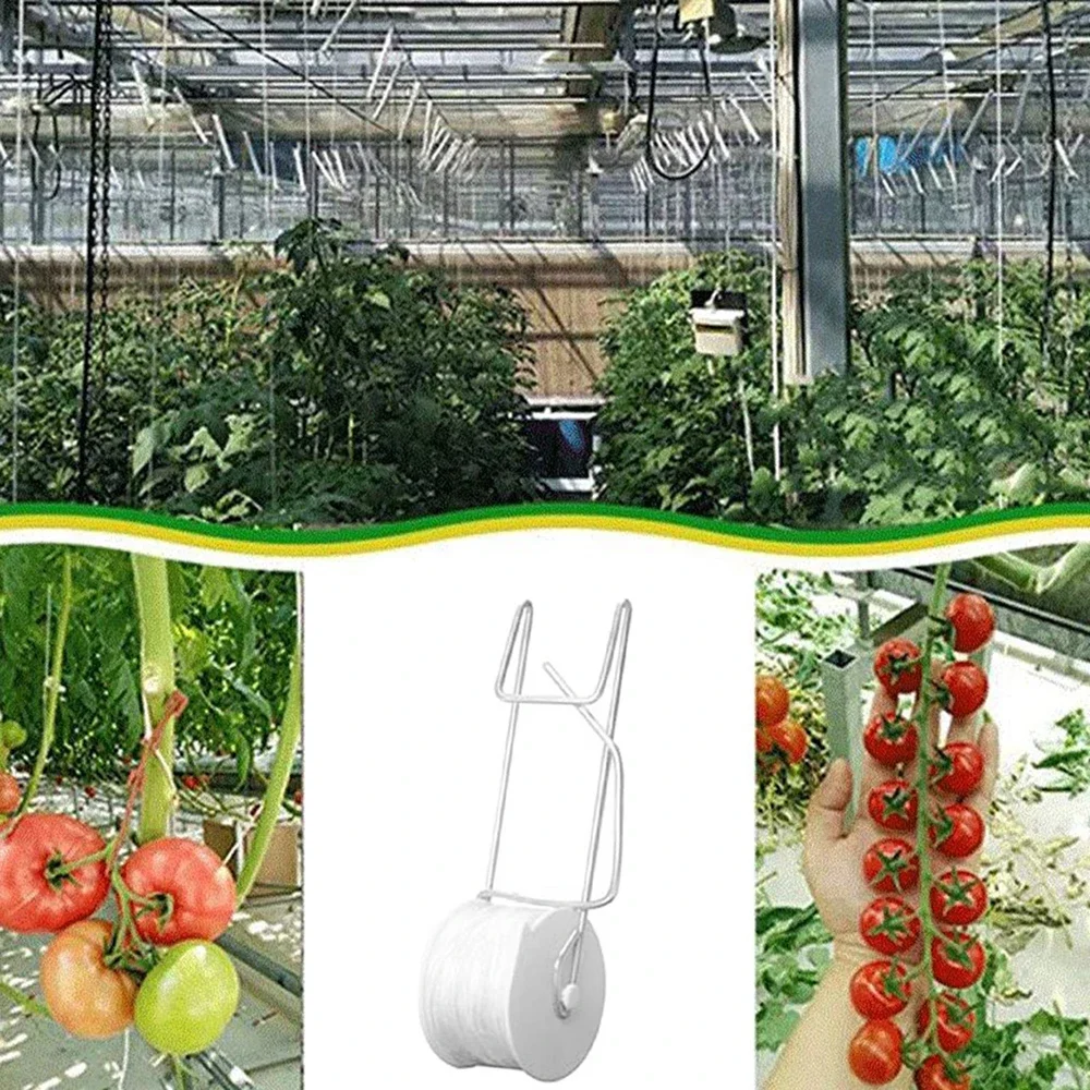 6pcs Garden Plant Roller Hooks Tomato Support Hooks Set with 15m Vine Support String Rope Garden Flower Plant Kit Tool for Yard