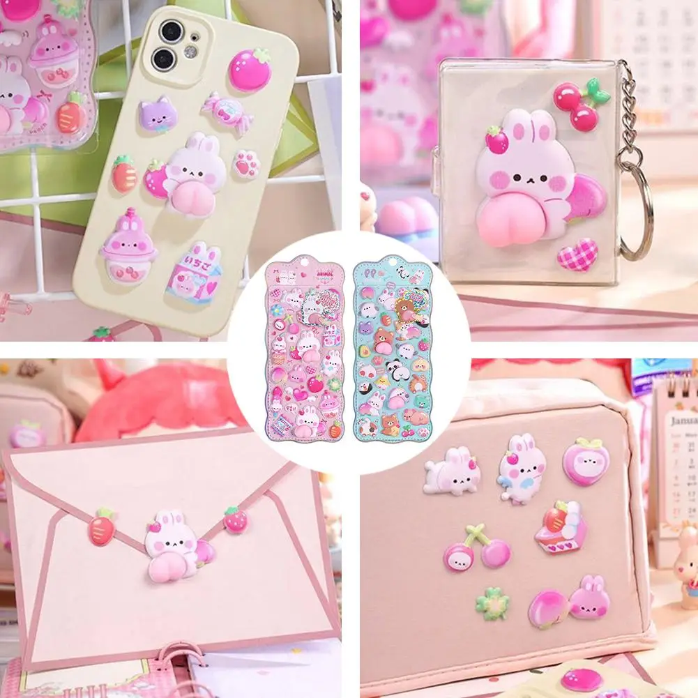 

НОВЫЙ мультяшный 3D стикер с персиковой пандой, стереоскопические милые наклейки, наклейки с животными, награды, принадлежности, декоративные наклейки, сделай сам, Re M8R1