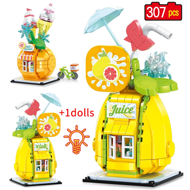 

Конструктор «фруктовый дом» из серии «Friends City Street», со светодиодной подсветкой