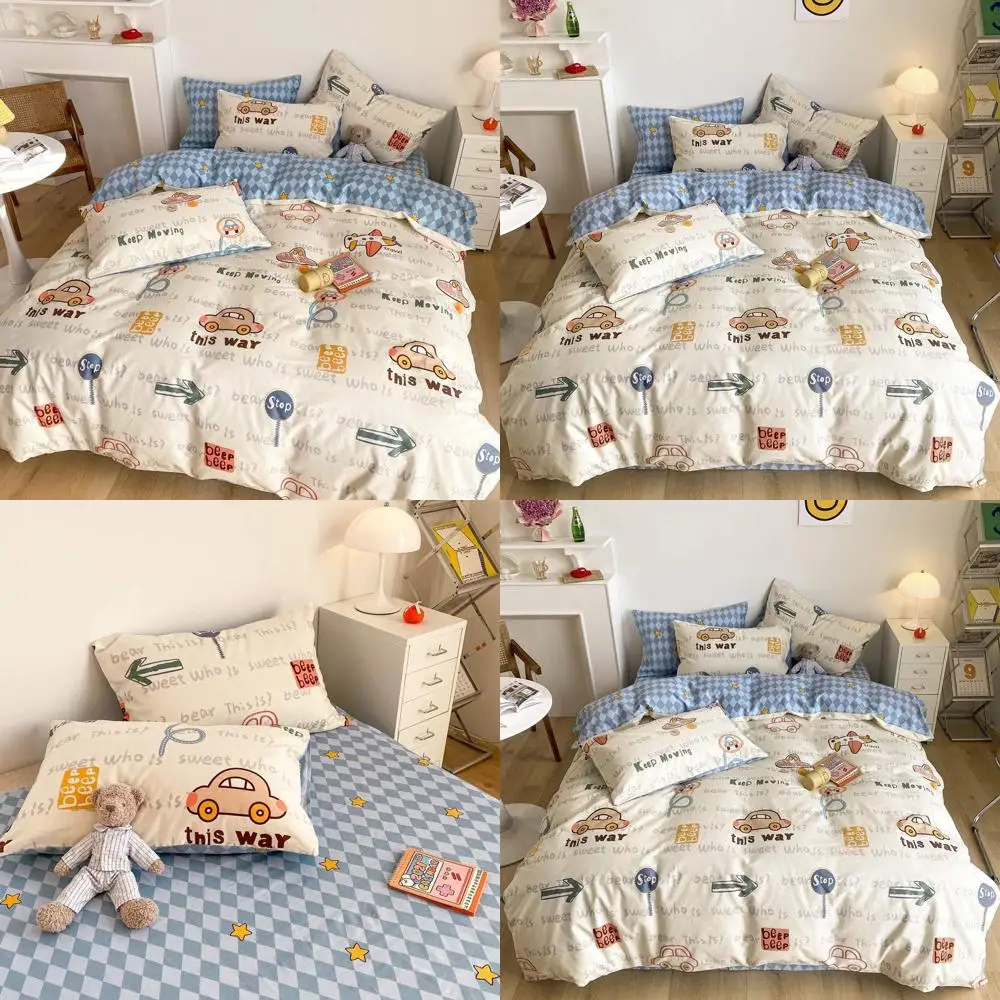 

Комплект пододеяльников из 100% хлопка размера «queen-size», детский транспортный тематический пододеяльник с автомобилями, самолетами, грузовиками, кремово-белым мультяшным рисунком, 1 одеяло