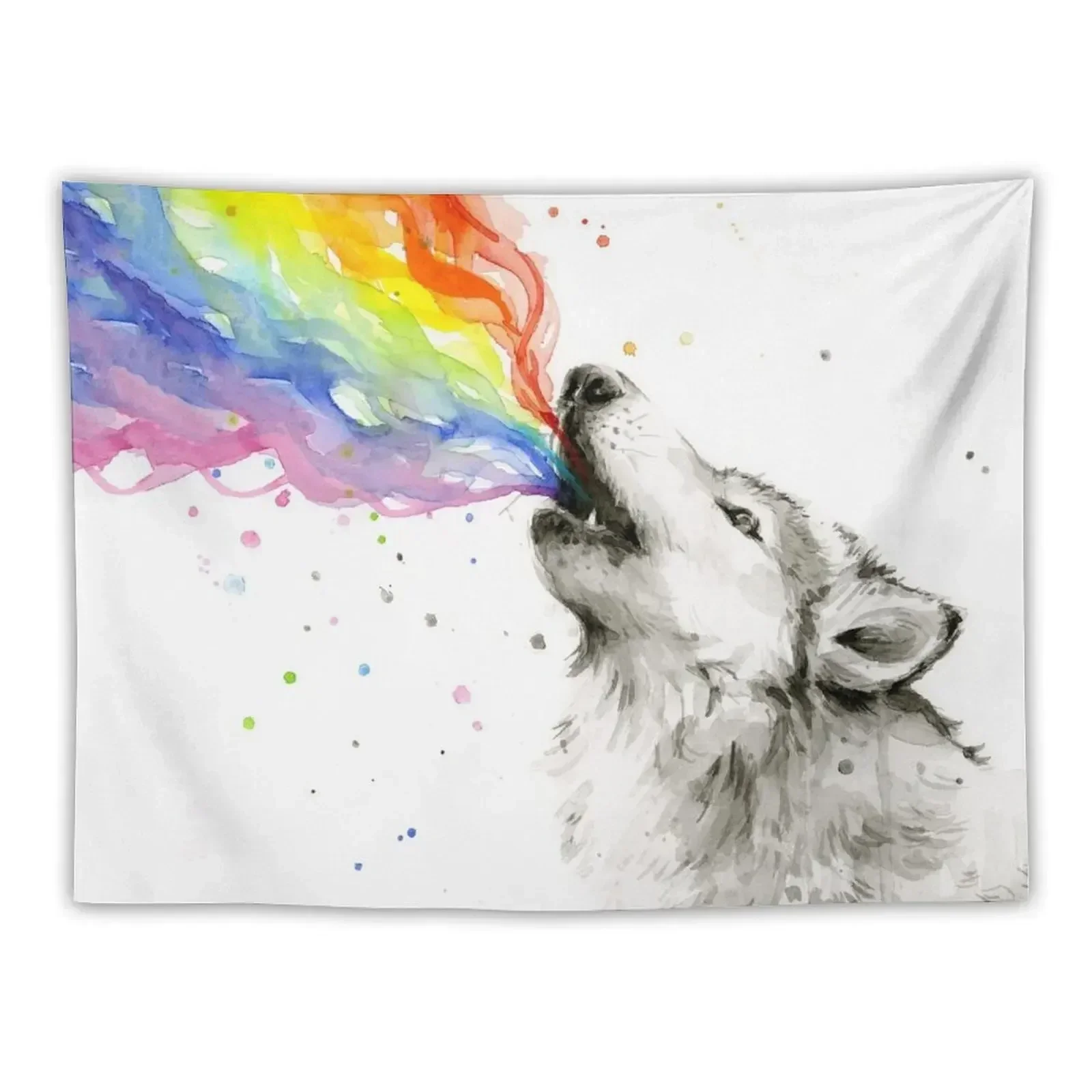 Wolf Howling Rainbow Tapestry Home Decor Aesthetic Mushroom Room Decoration Aesthetic Bedrooms Decor Tapestry