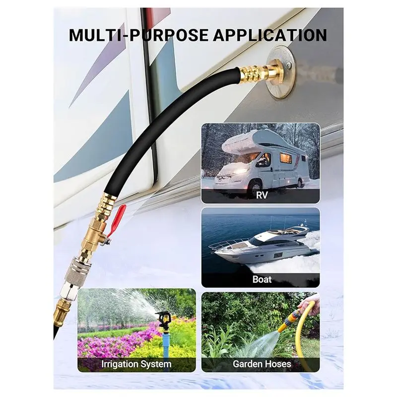 A56P-RV Winterizing Kit, Water Line Blowout Fitting Adapter With Shut Off Valve&Air Compressor Quick Plug