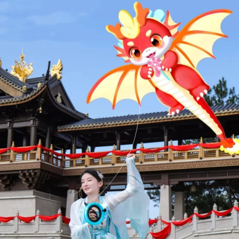 Free shipping Dinosaur kite breeze easy to fly winged dragon children cartoon 2024 year of the dragon outdoor games for children