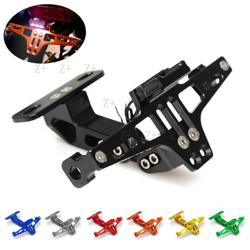 Z+   Universal Motorcycle Tail Tidy License Plate Holder Fender Eliminator LED Lights