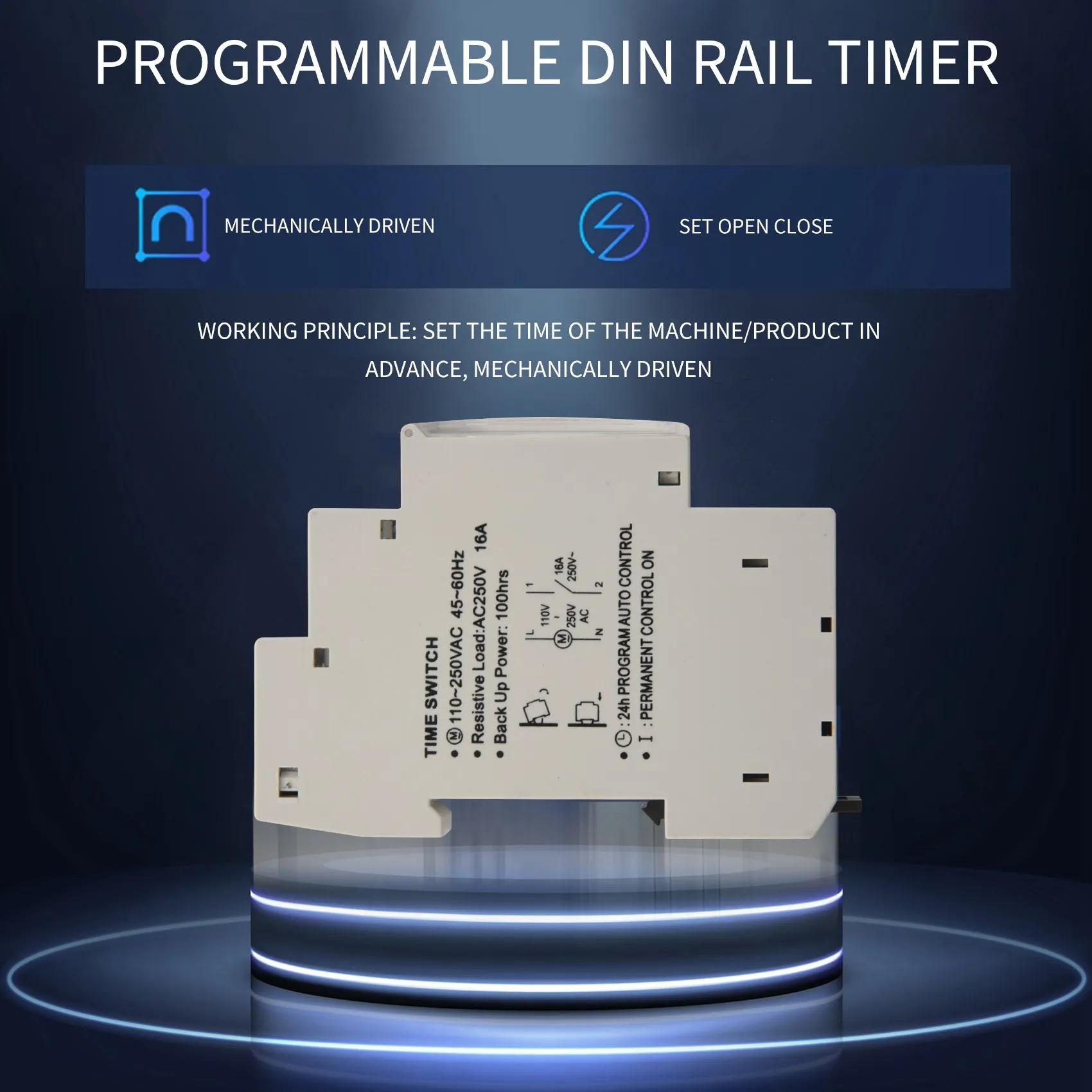 SUL180a 15 Minutes Mechanical 24 Hours Programmable Din Rail Time Switch Relay Measurement Analysis Instruments New