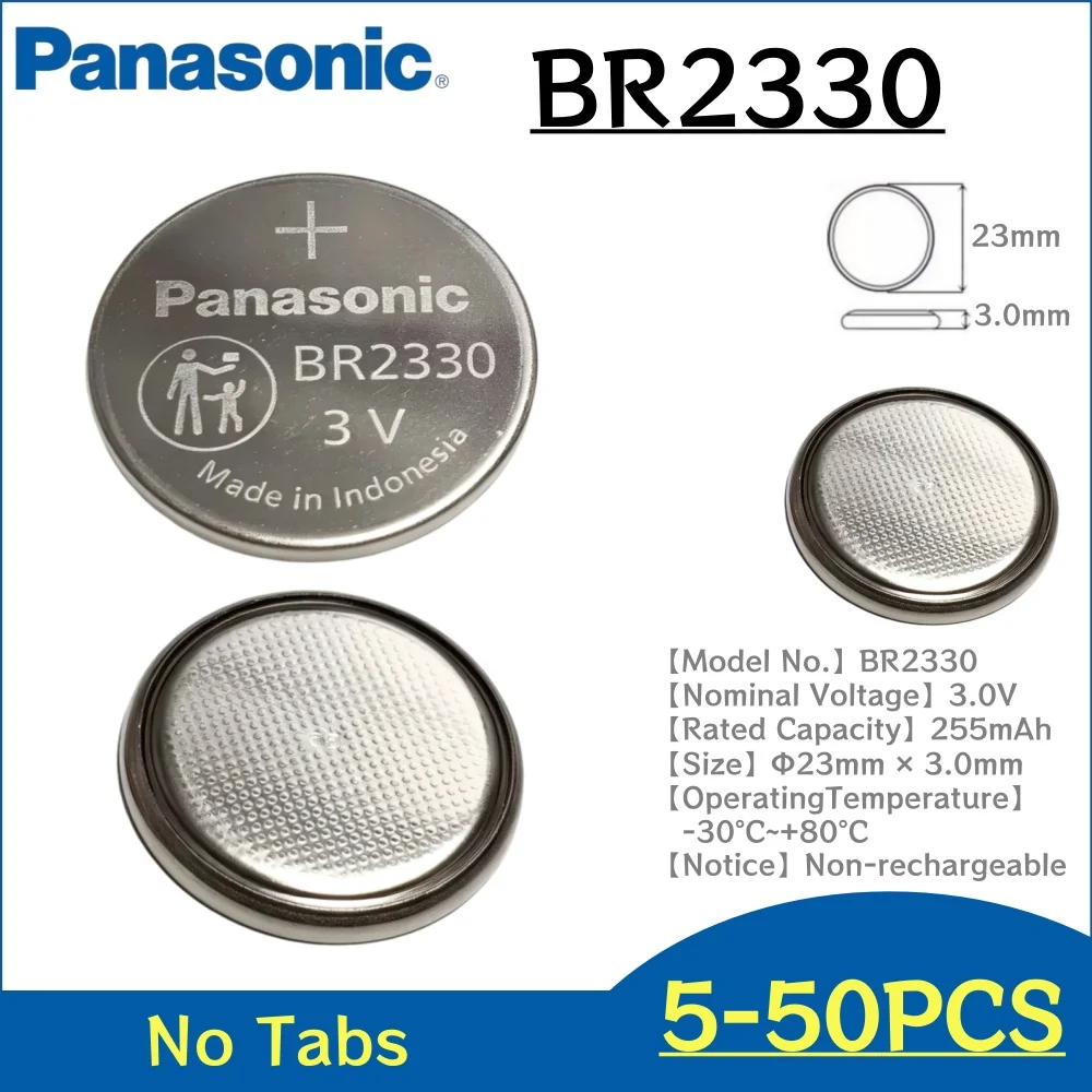 5-50Pcs Panasonic BR2330 3V Button Cell Battery CR2330 ECR2330 2330 Car Remote Control LED Flash Card Installed Coin Batteries