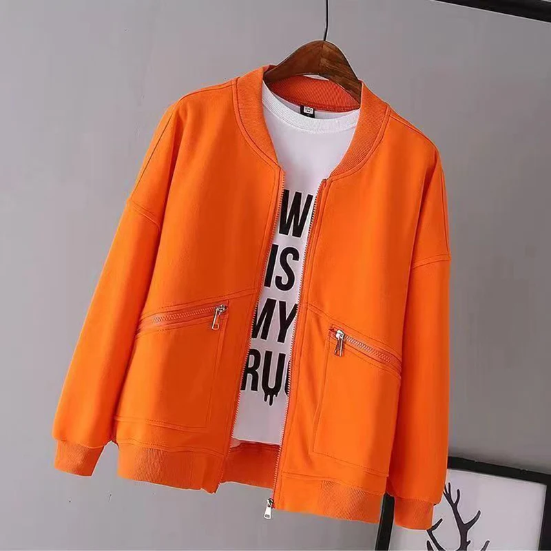 Fashion Stand Collar Spliced Zipper Pockets Solid Color Coats Women\'s Clothing 2023 Autumn Loose Korean Tops Commuter Jackets