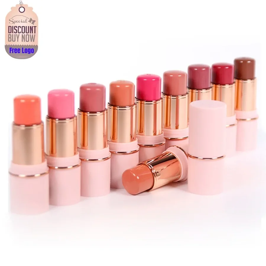 

Private Label 3styles Blush Stick Peach Orange Pink 11colors Q Bullet Long Lasting Jelly Matte Beauty Makeup for Lip Eye Cheek