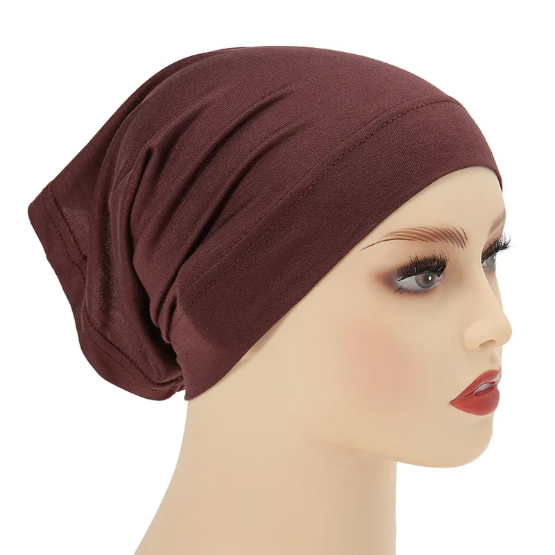 Cotton High Elastic Hair Scarf Headband Women Muslim Hijab Cap for Women Solid Color Hair Bands Scarves Bandana Bonnet Cap