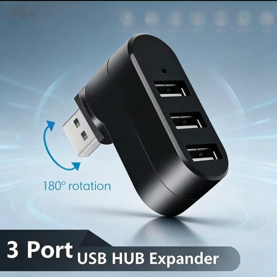 Mini 3 Ports USB 3.0 Hub Rotatable High Speed Data Transfer Splitter Expander Adapter For Laptop MacBook PC Computer Accessories