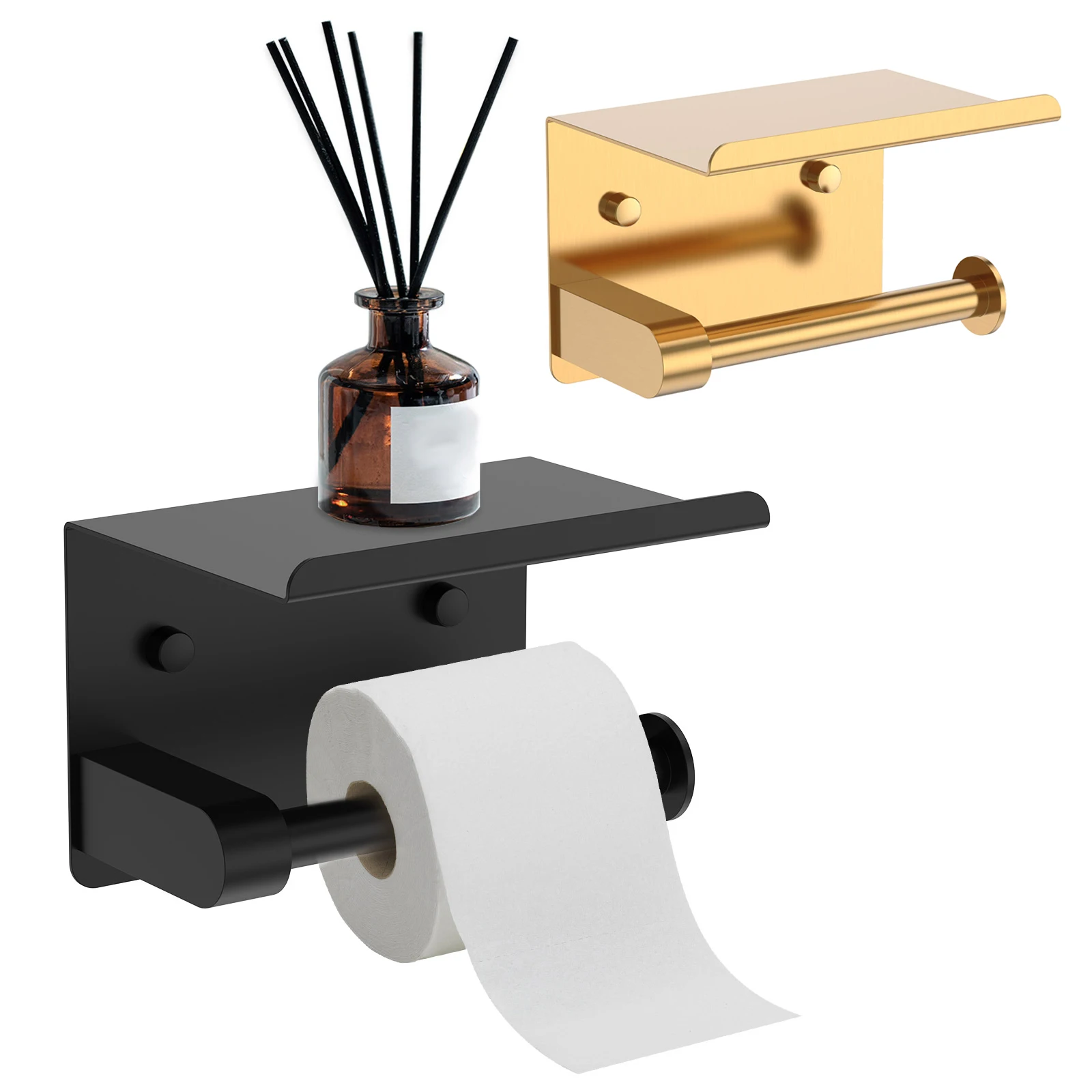 

Держатель для туалетной бумаги с полкой для телефона Держатель для рулона салфеток из нержавеющей стали Настенный диспенсер для туалетной бумаги Стойка для ванной комнаты