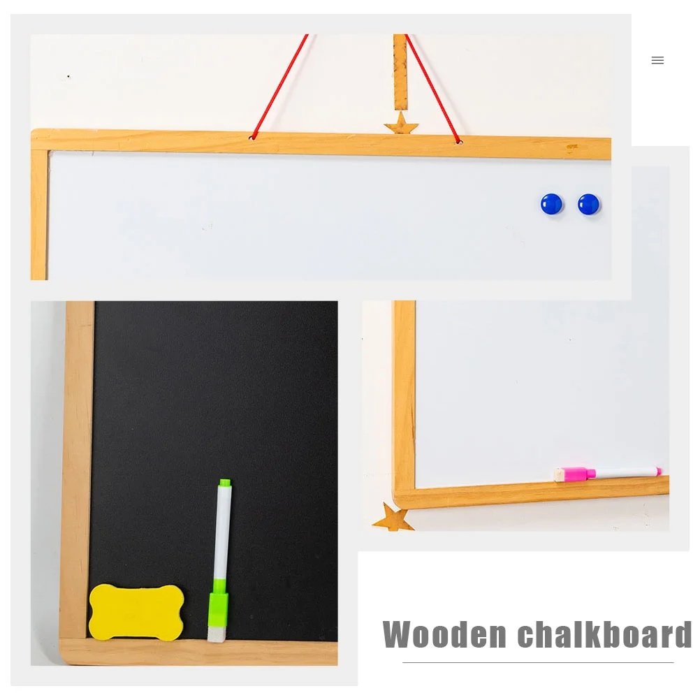 1PC Double-sided Blackboard Whiteboard Practical Wooden Writing Erasable Message Board Small Hanging Blackboards for children