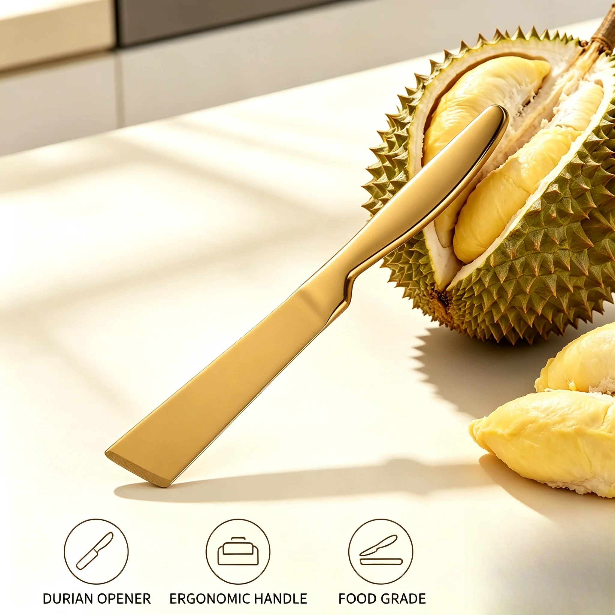 One‑piece Stainless Steel Durian Knife Multifunctional Fruit Cheese Cutter Creative Kitchen Slicing Knife Household Gadget Gift