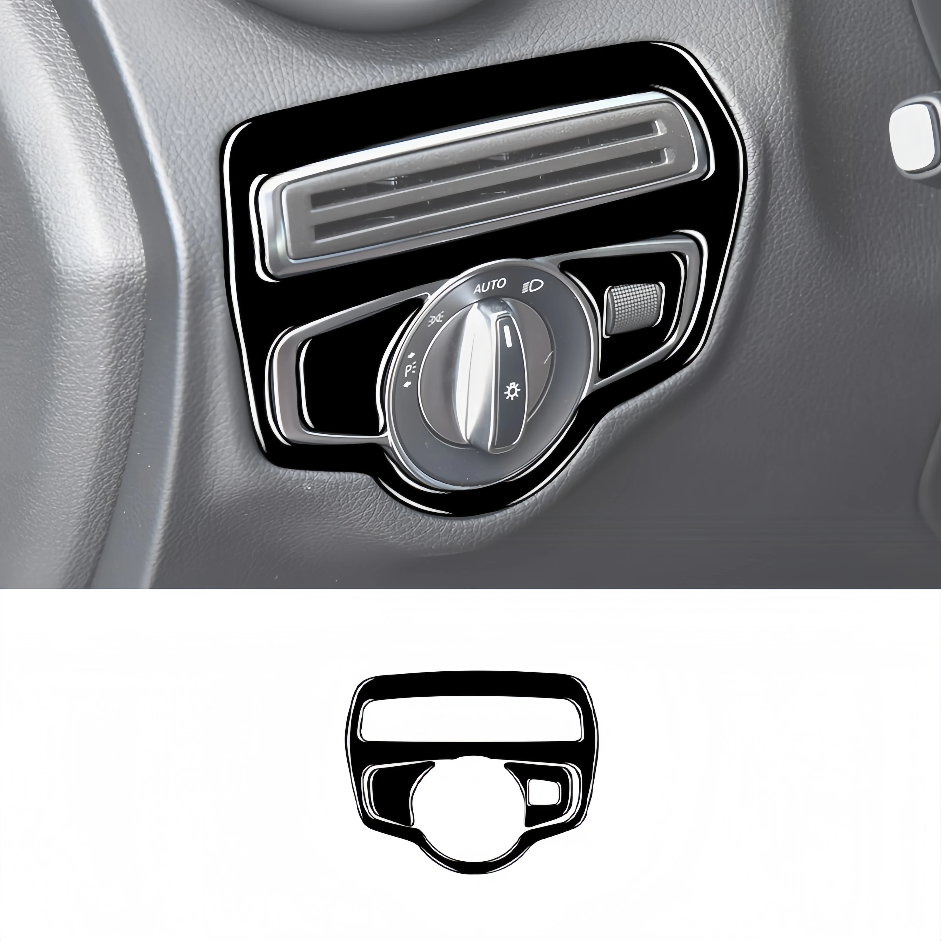 

For Mercedes W205 Benz C Class GLC 2014-2020 Piano Black Car Headlight Switch Knob Frame Trim Cover Decor Stickers Auto Zubehör