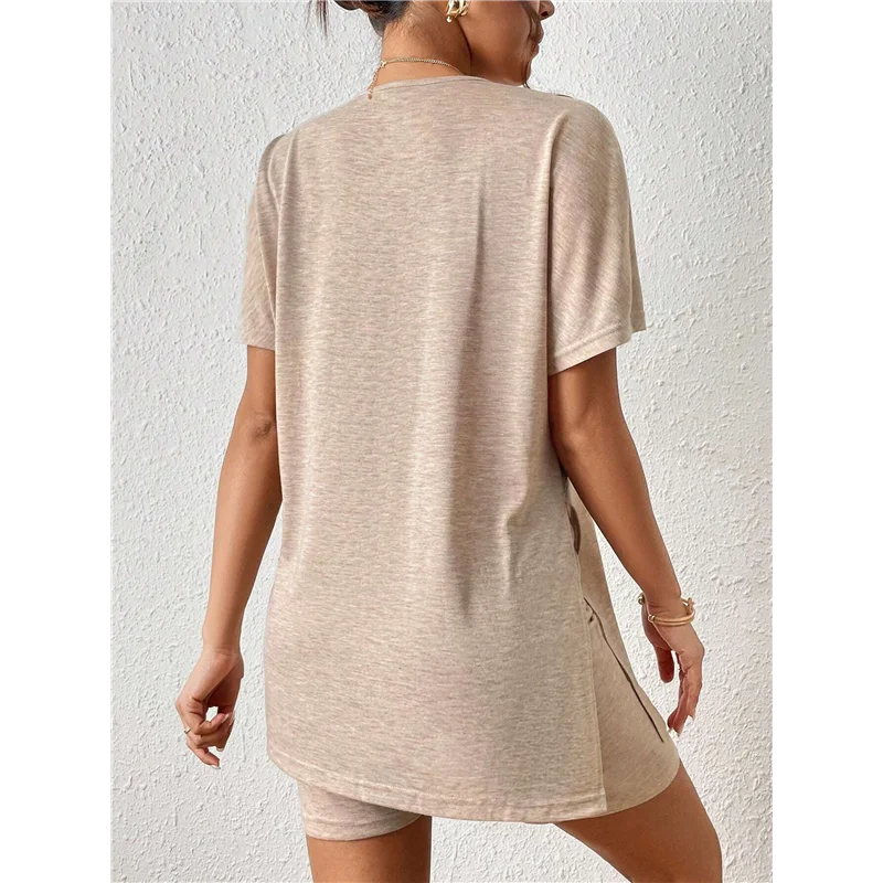 

AOAO-Women's 2 Pieces Short Sleeve Lounge Sets Oversized T-Shirts And Biker Shorts